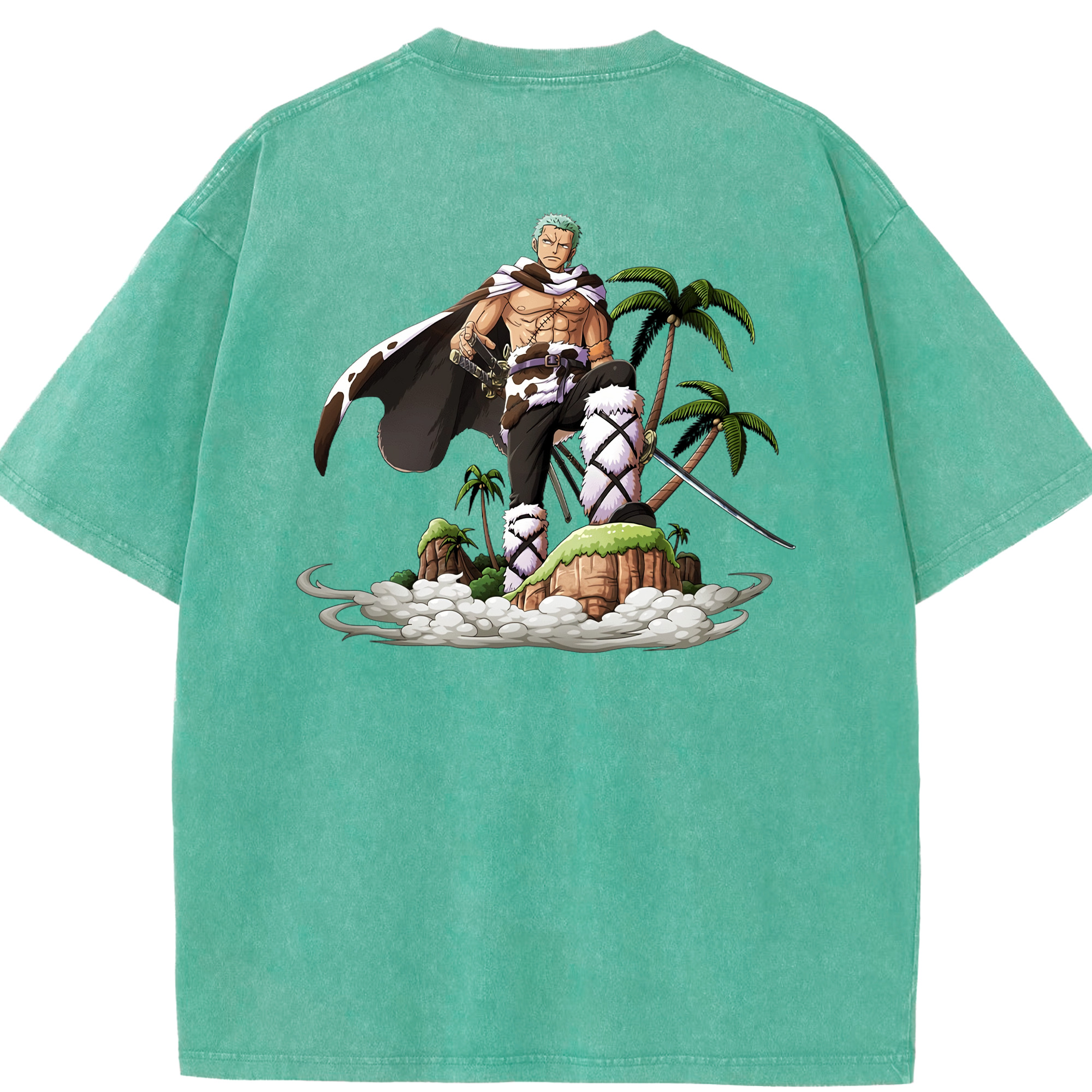 ワンピース ロロノア・ゾロ ONE PIECE Roronoa Zoro 綿100% ヴィンテージ風 半袖Tシャツ（背面プリント）